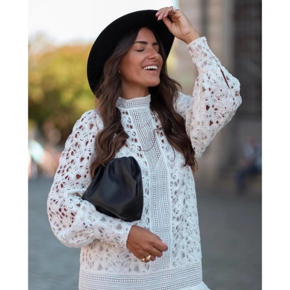 NWT H&M Openwork Lace Dress Creme Dress XS - Picture 11 of 16